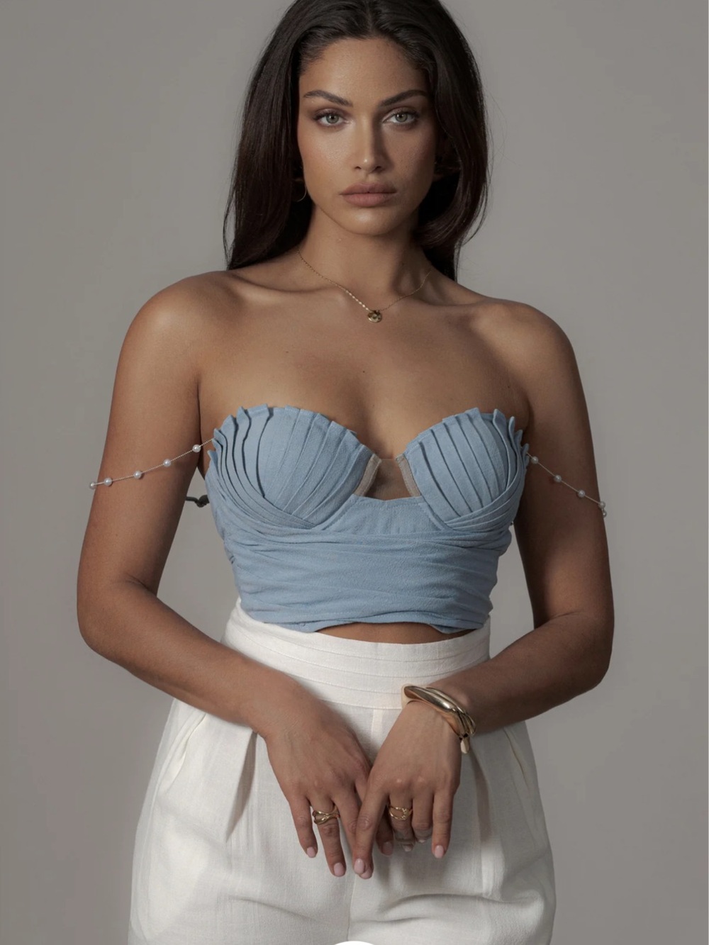 JLUXLABEL Blue Arielle Bustier Top